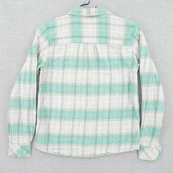 Volcom Shirt Women Small Green Plaid Flannel Long Sleeve Button Front Collared - Picture 4 of 9